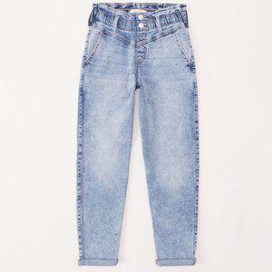 Abercrombie kids girls 5/6 long mini mom jeans paper bag waist Tall